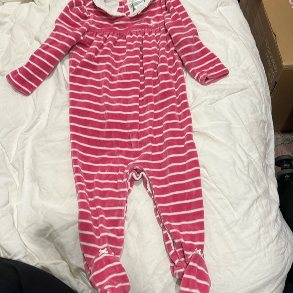 GUC Ralph Lauren Velour Footie 9M
